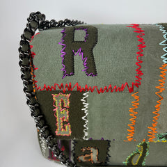 Readymade Khaki Patchwork Big Chain Bag