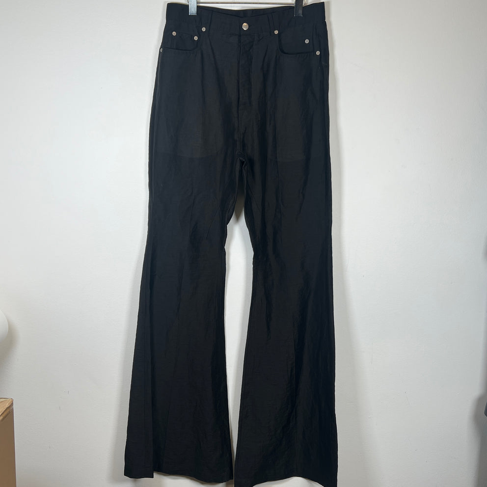 Rick Owens Black Linen Bolan Cut Pants Size 32