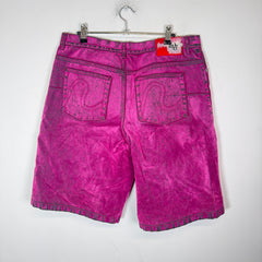 Dior x ERL Fuschia Velvet Flocked Denim Shorts