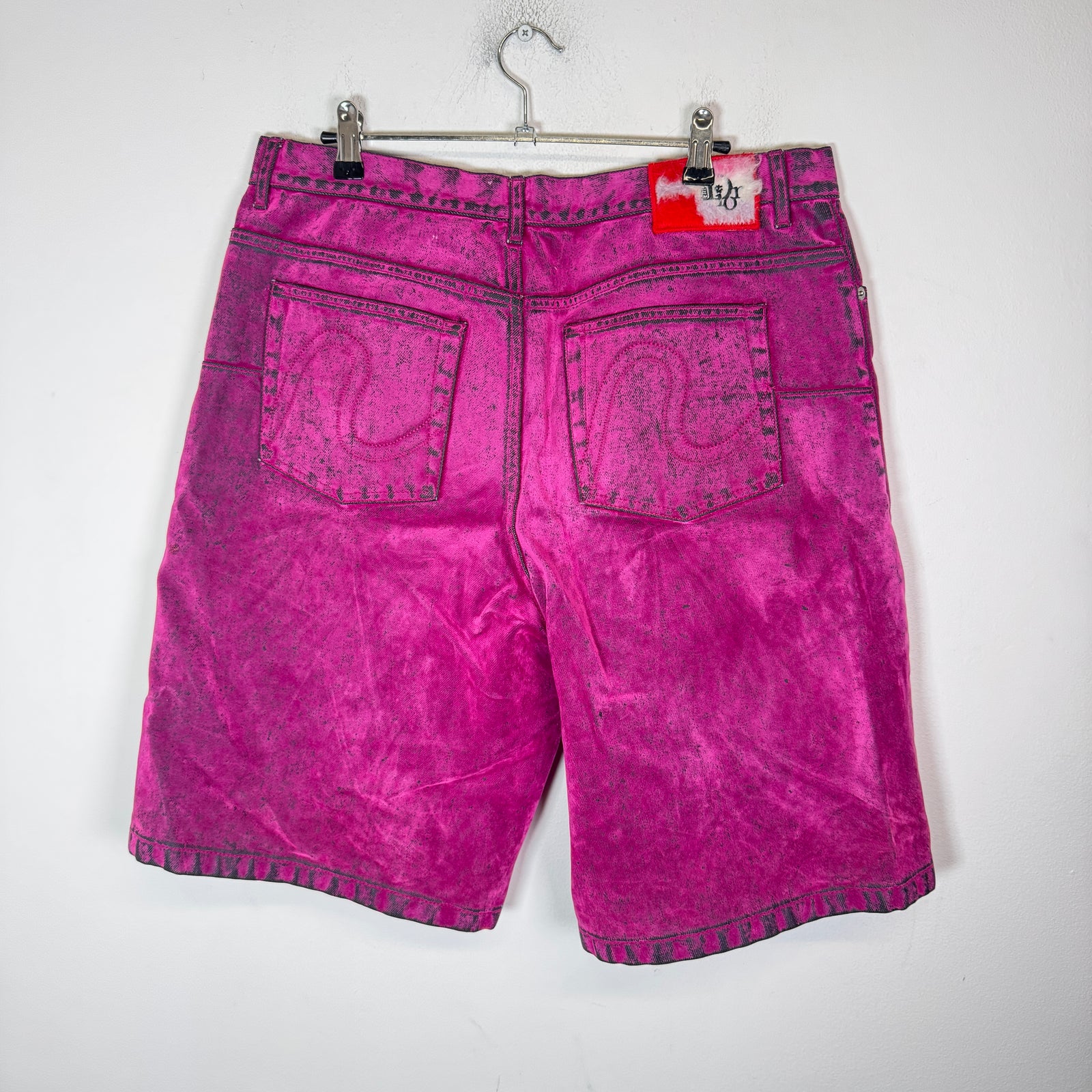 Dior x ERL Fuschia Velvet Flocked Denim Shorts