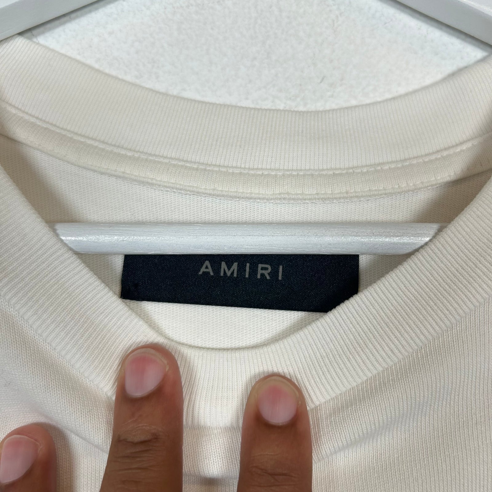 Amiri White Flocked Hockey Logo T-shirt Size S