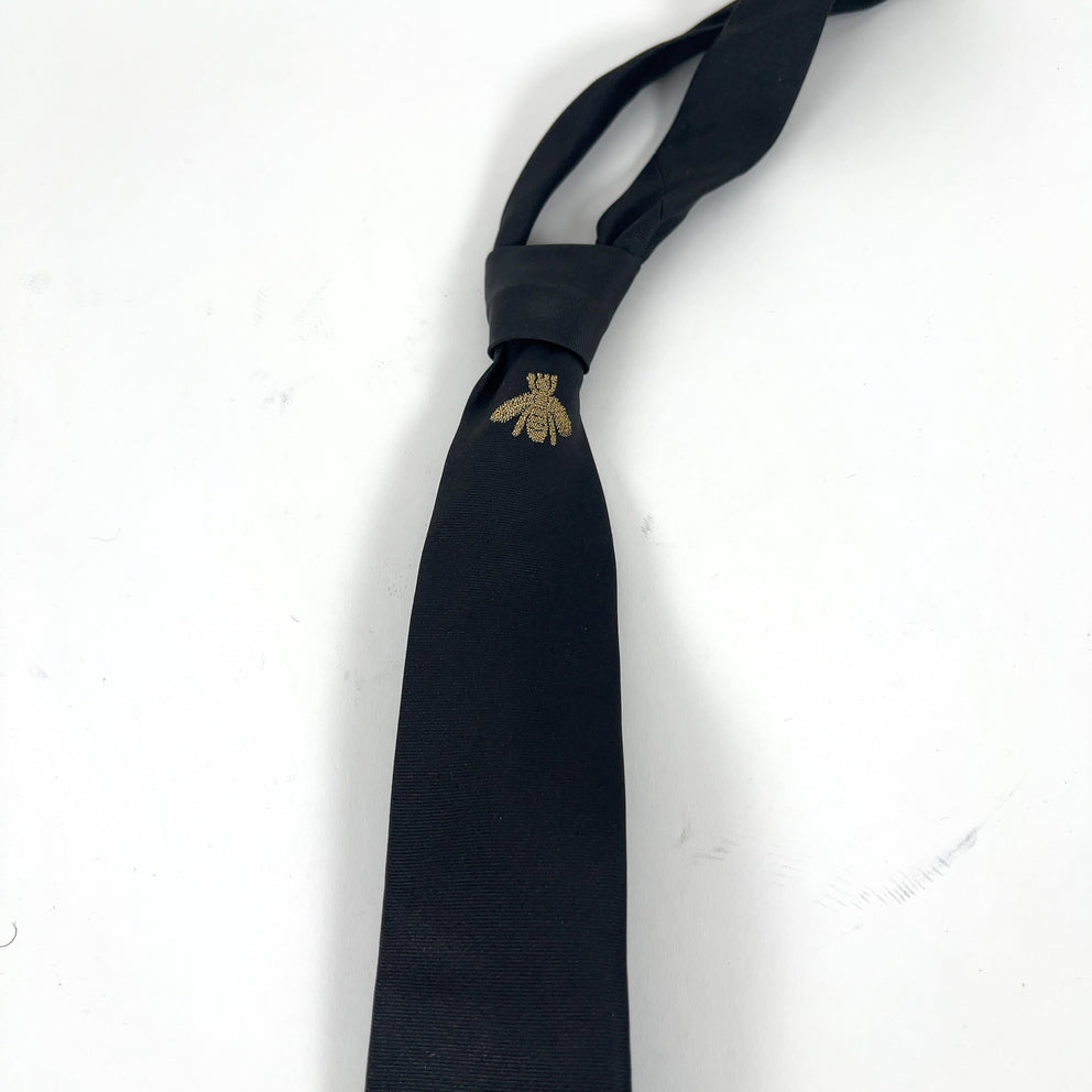 Gucci Slim Black 'Bee' Tie