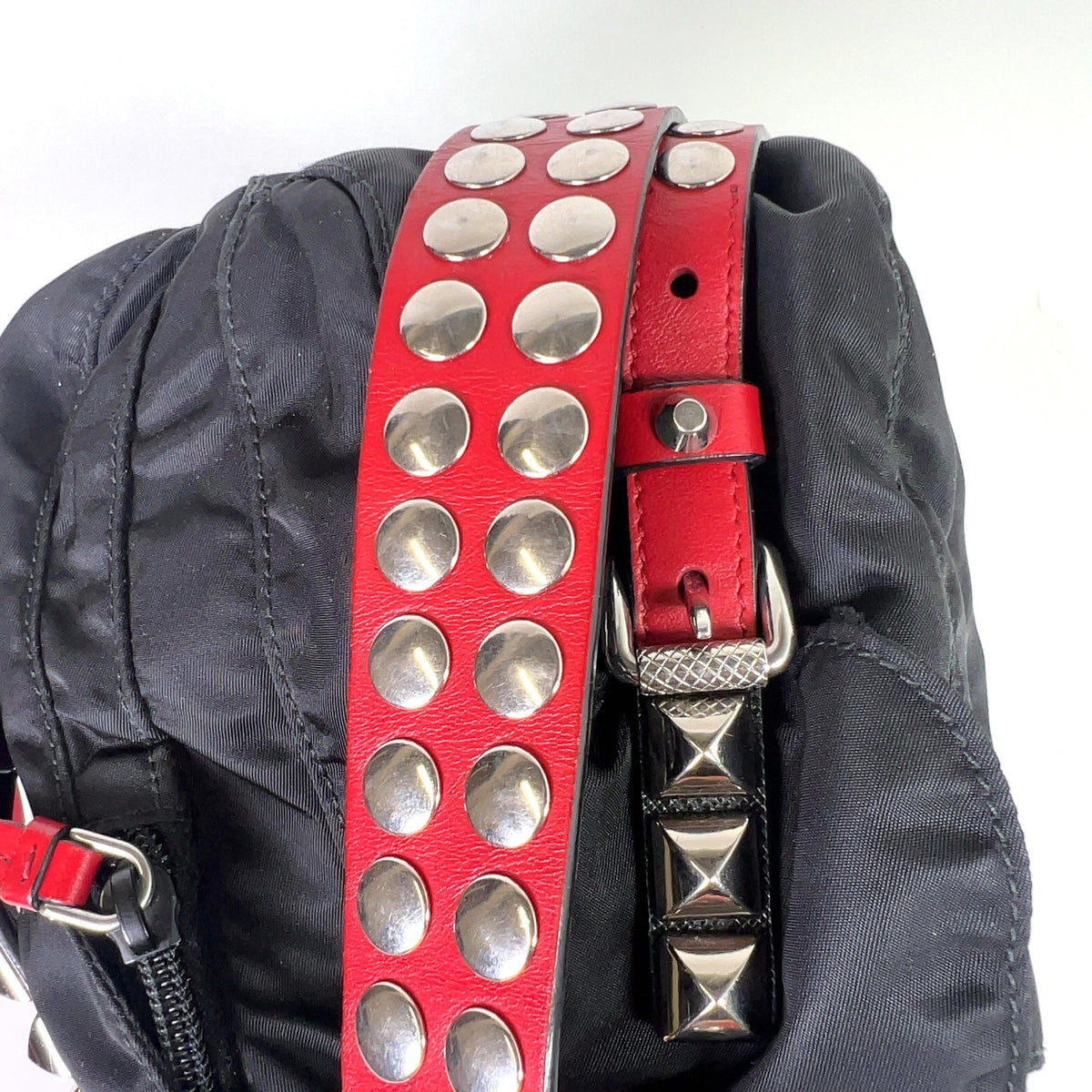 Prada 2018 New Vela Nylon Studded Messenger Bag