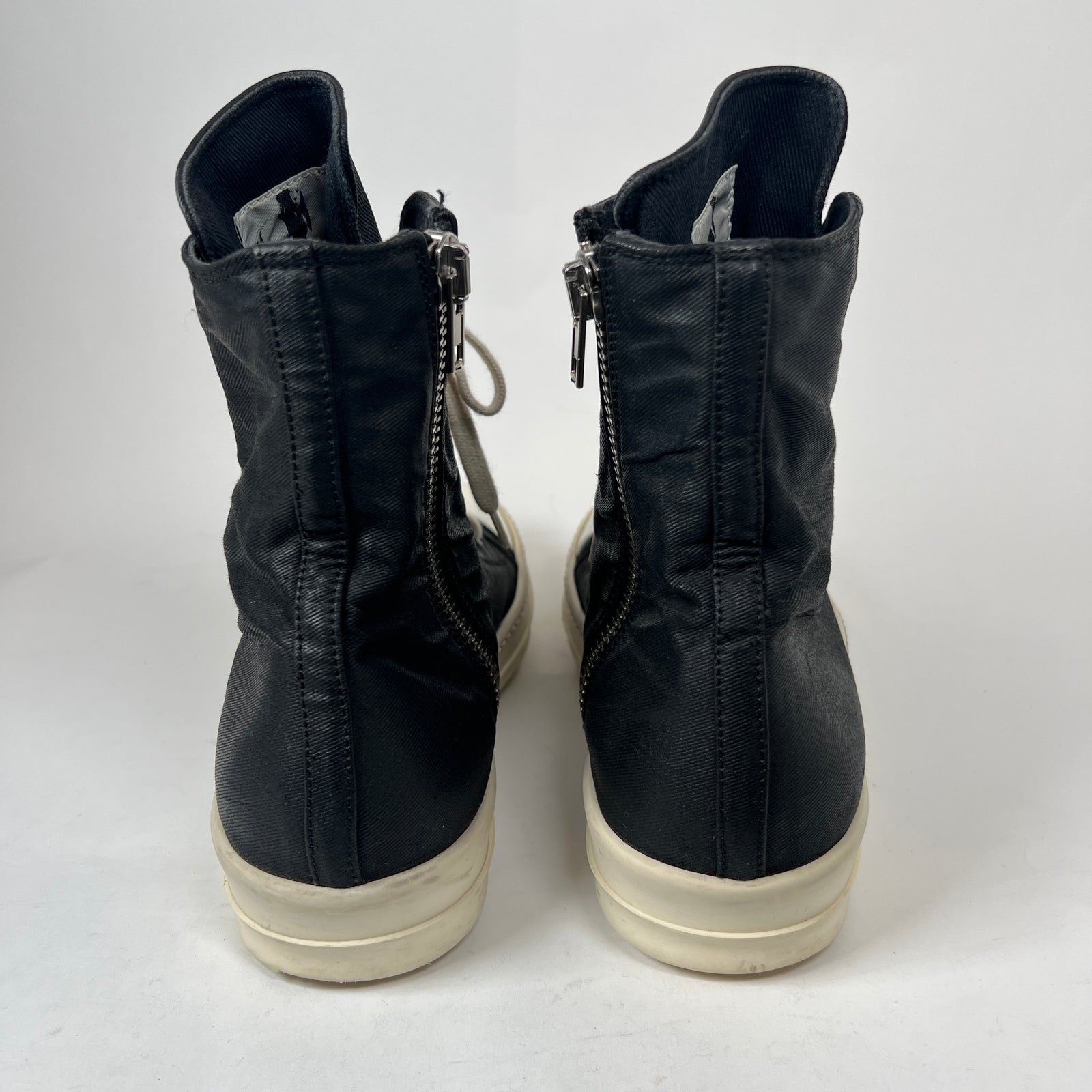 Rick Owens Drkshdw Black Waxed High-Top Ramones Size 42