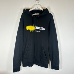 Palm Angels Black/Yellow Spray Paint Logo Hoodie Size XL