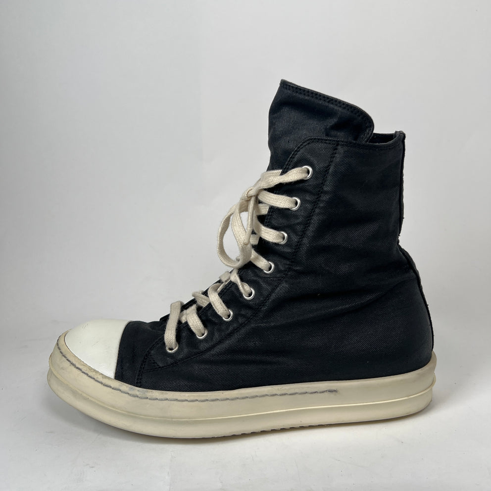 Rick Owens Drkshdw Black Waxed High-Top Ramones Size 42