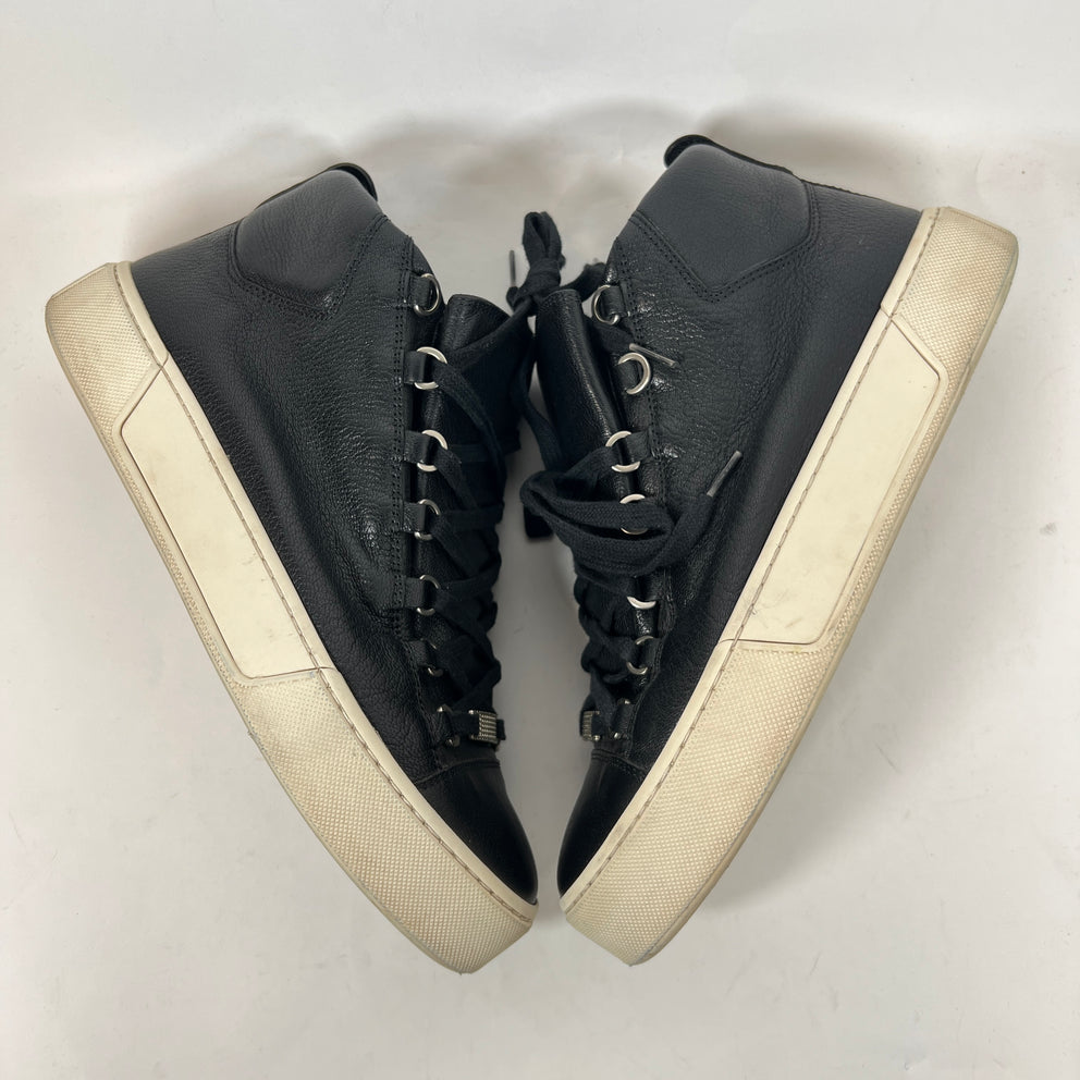 Balenciaga Black Lambskin Arena Sneaker Size 42