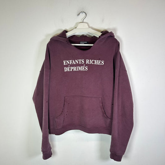 Enfants Riches Deprimes Mud Red Classic Logo Distressed Hoodie Size M