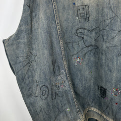 Balenciaga Denim 'Rhinestone Scribble' Jacket Size 2