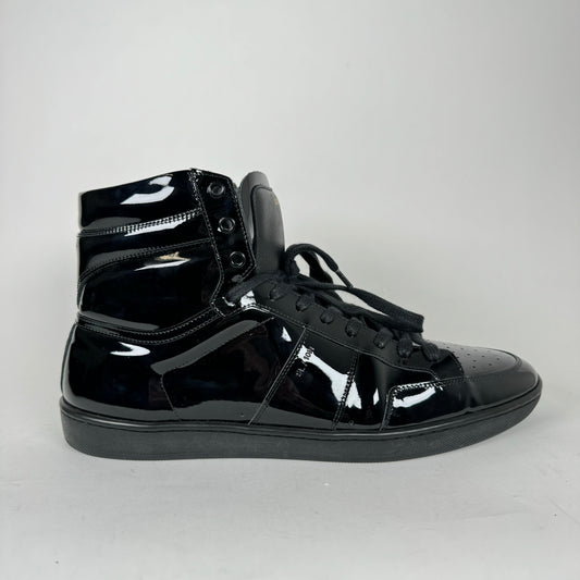 Saint Laurent Black Patent Leather SL/10H Sneakers Size 45