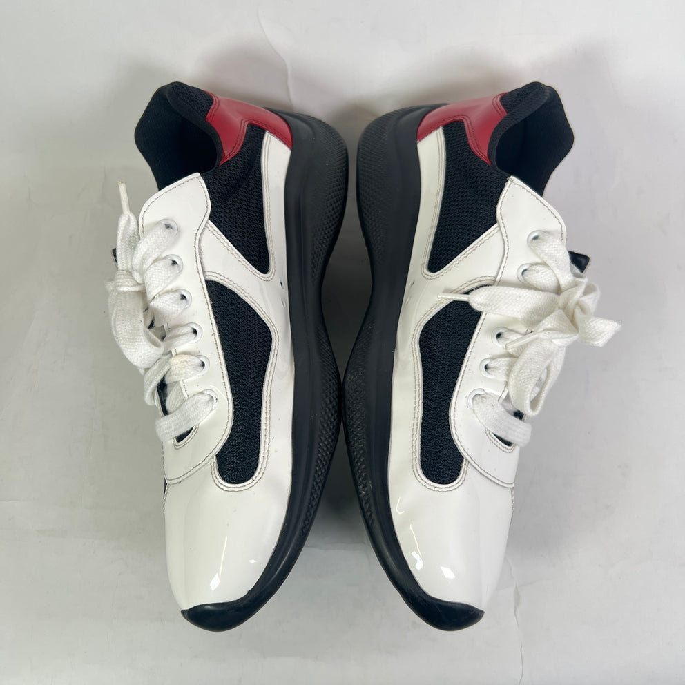 Prada White/Red Patent Leather America Cups