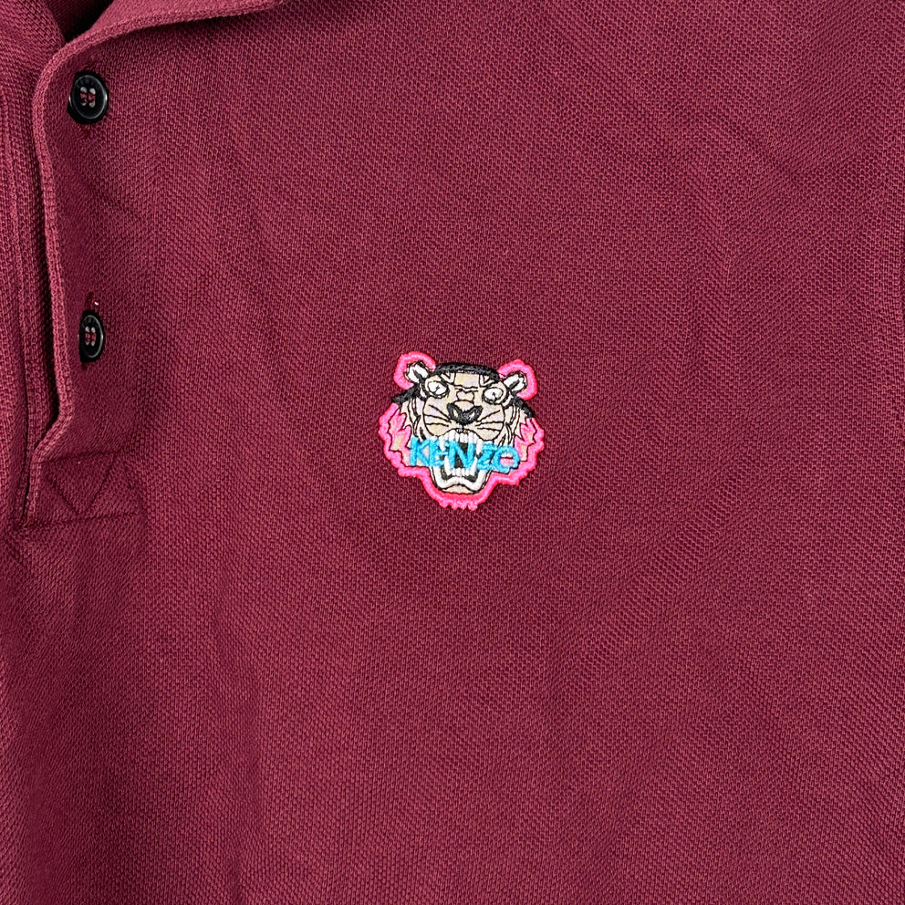 Kenzo Maroon Patch Logo Polo SIze S