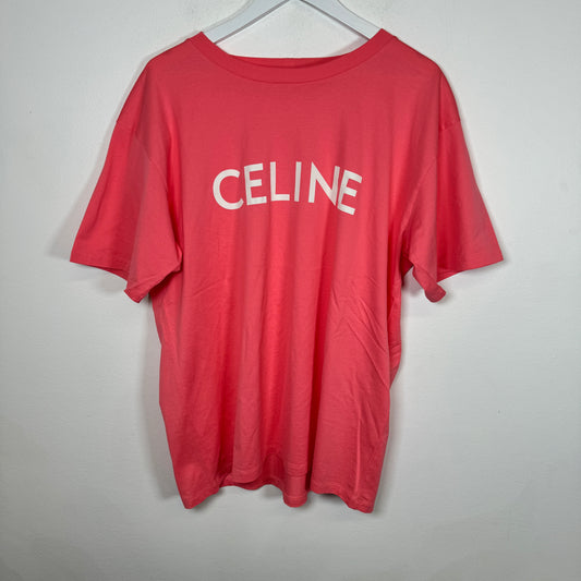 Celine Pink Logo Tee Size M