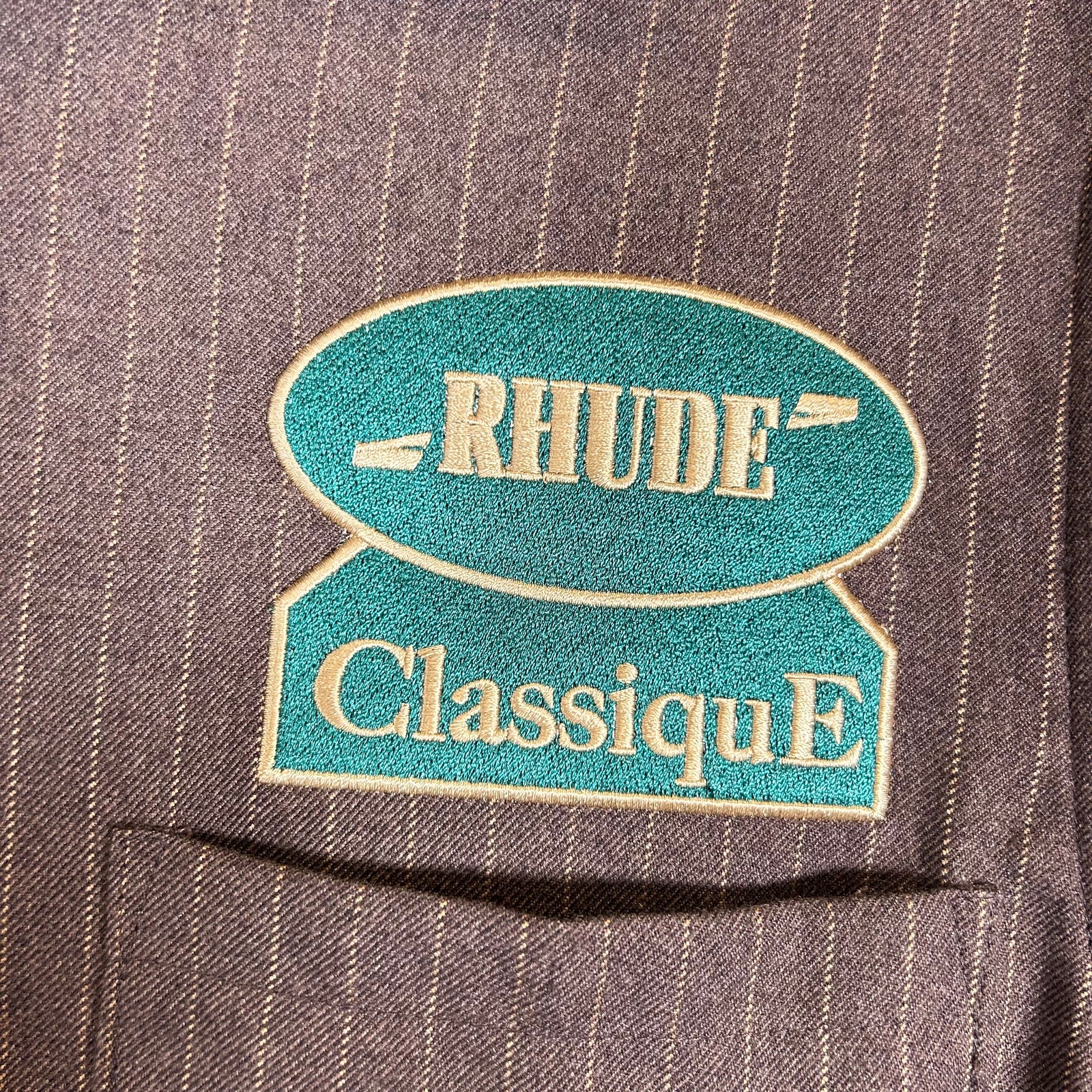 Rhude Brown Pinstripe Button-Up Shirt Size S