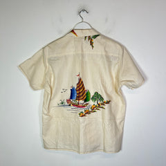 Bode Cream One Of A Kind Embroidered Button-Up Shirt Size M