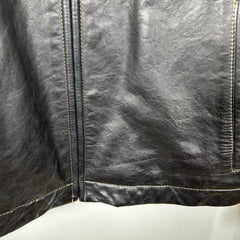 Armani 3-Pocket Black Leather Jacket Size 48
