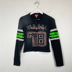 Diesel Black Flocked Logo Football Longsleeve Size S