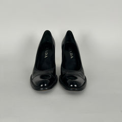 Prada Black Patent Leather Cap Toe Heels Size 36