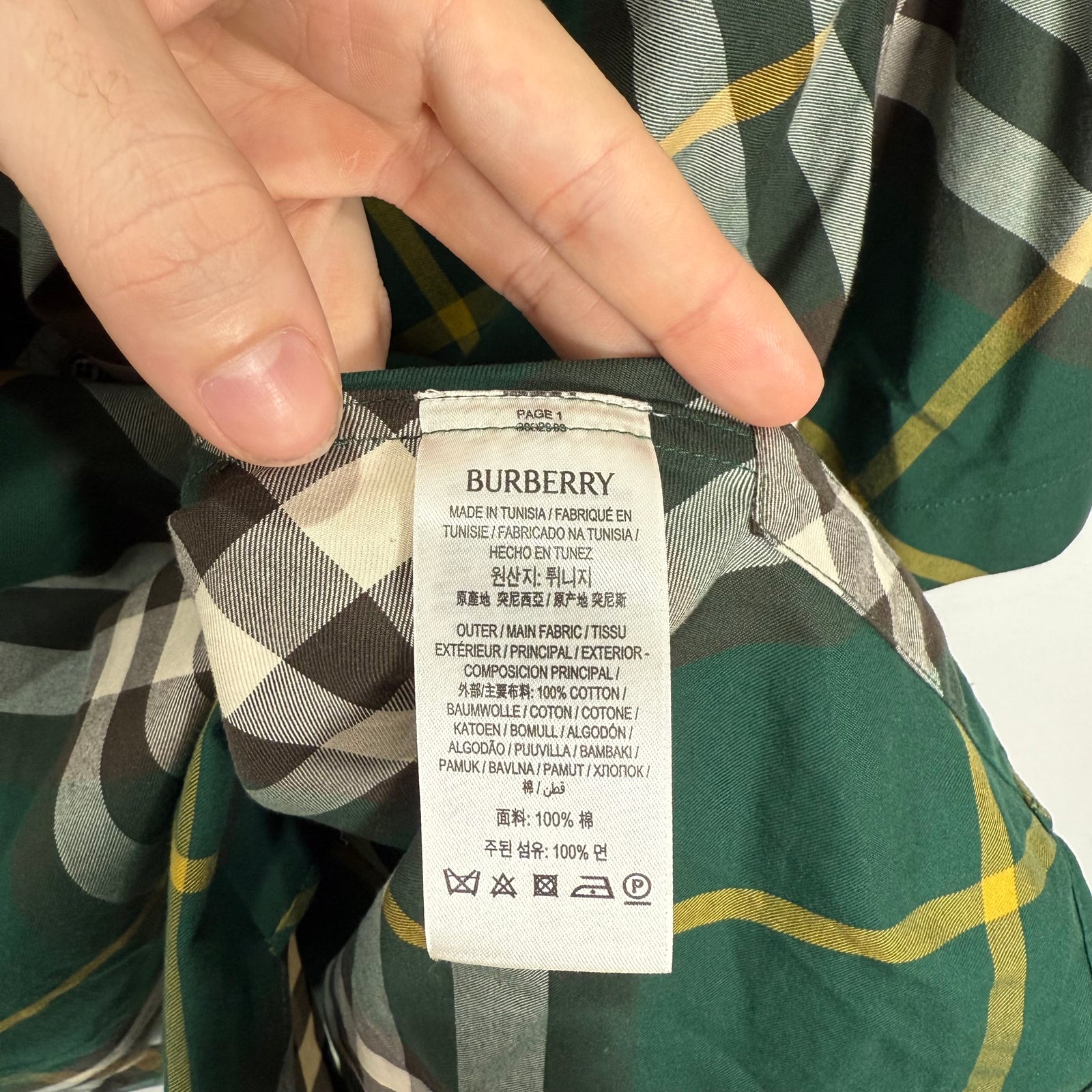 Burberry Green Plaid Button-Up T-Shirt Size XXL