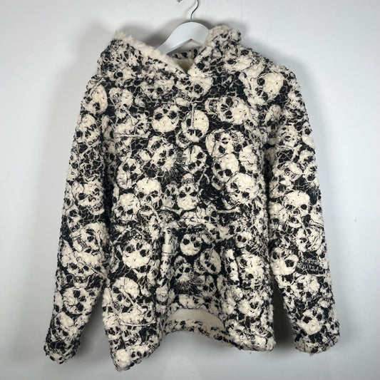 ERL White Skull Wool Fur Hoodie Size S