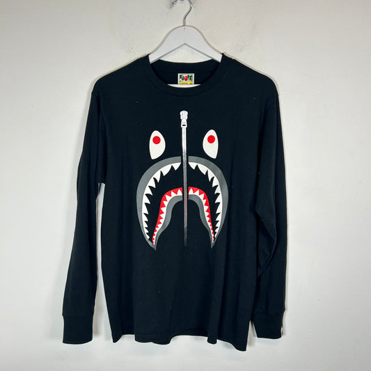 Bape Black Shark Zip Longsleeve Size M