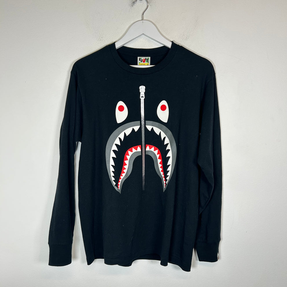 Bape Black Shark Zip Longsleeve Size M