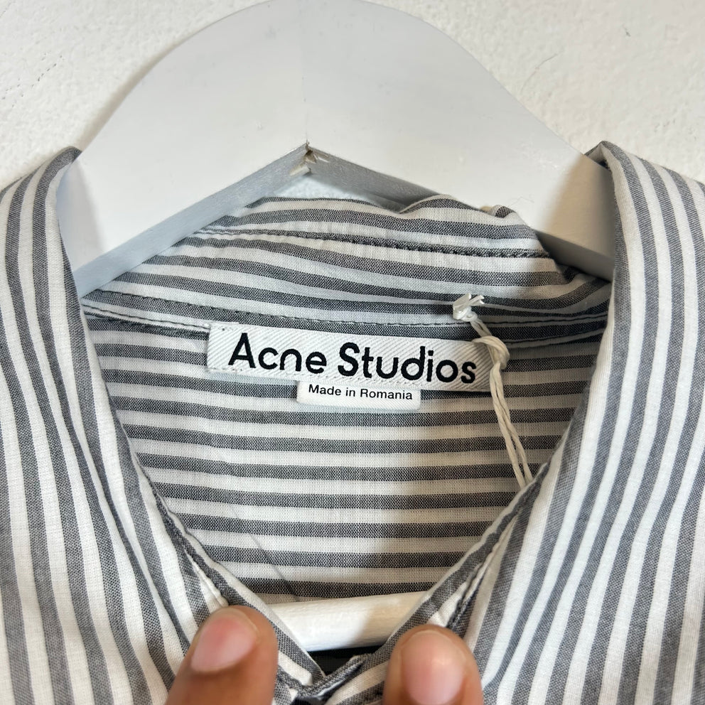 Acne Studios Striped Logo Button-Up Shirt Size L