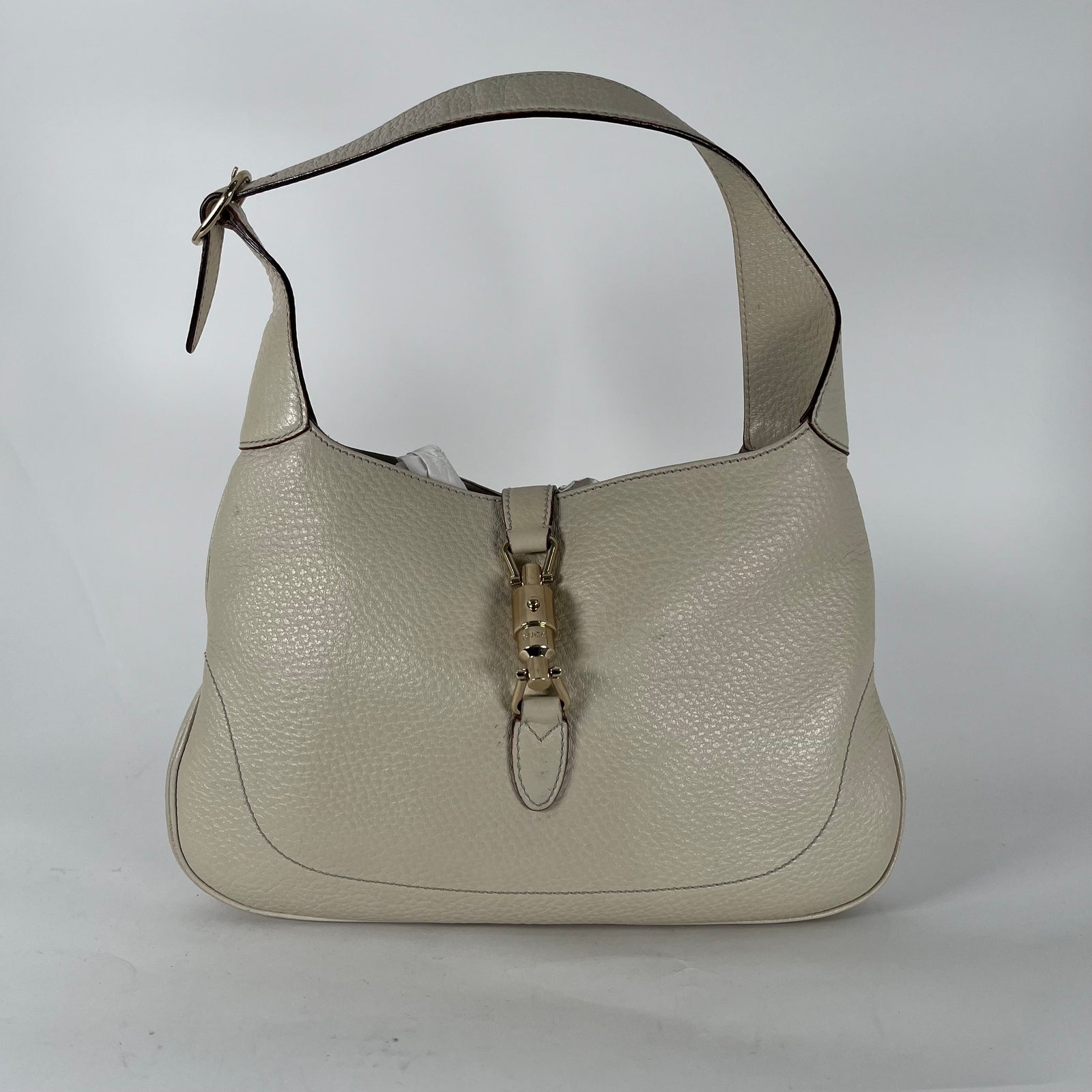 Gucci Vintage Cream Leather Hobo Jackie