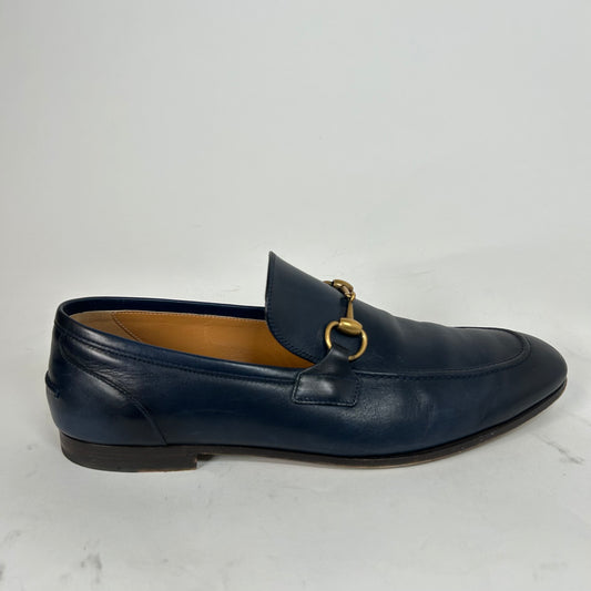 Gucci Navy Jordaan Horsebit Loafers Size GG 9.5