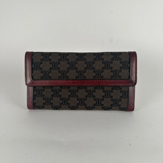 Celine Brown Macadam Cloth Long Wallet