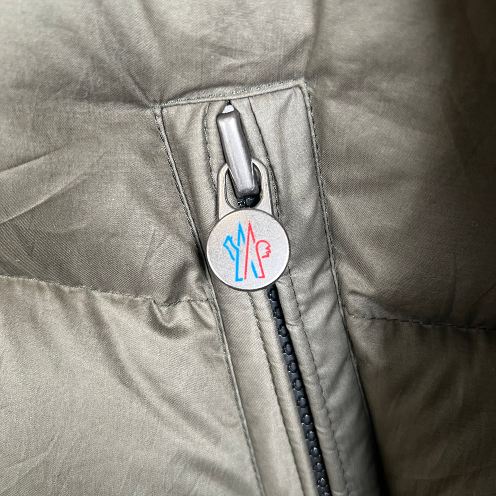 Moncler Olive Mayaf Hooded Fur Jacket Size 4