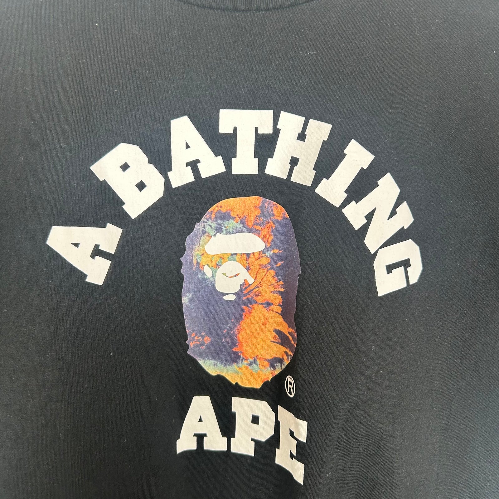 Bape Black/Tye Dye Ape Head Tee Size L