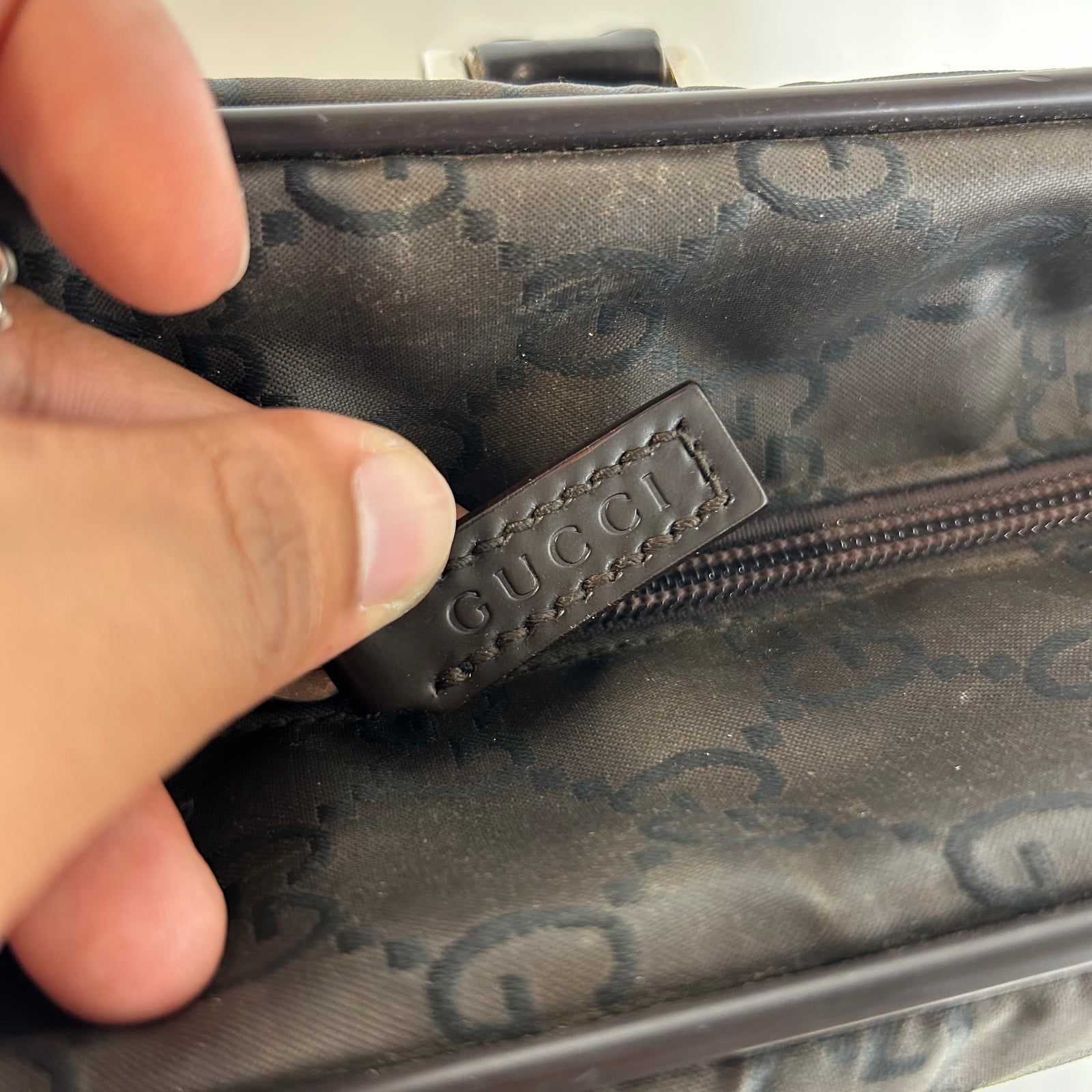 Gucci Brown GG Nylon Boston Bag