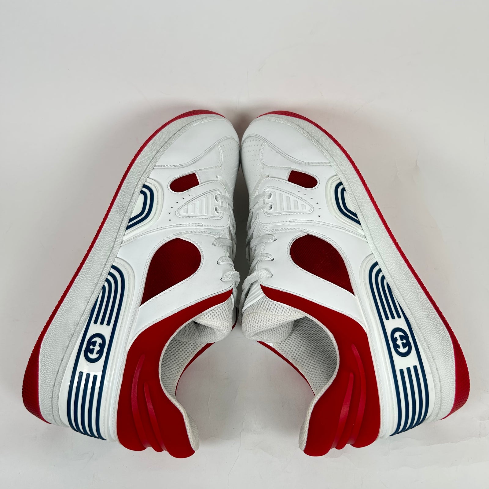 Gucci White/Red Basket Low Sneakers Size 13