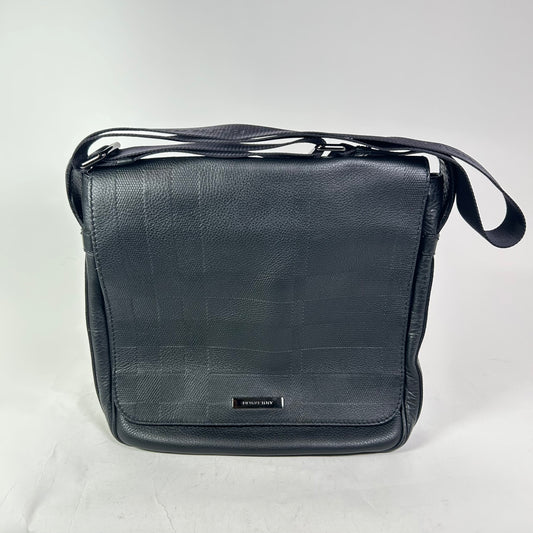 Burberry Emmet Check Embossed Leather Messenger Bag