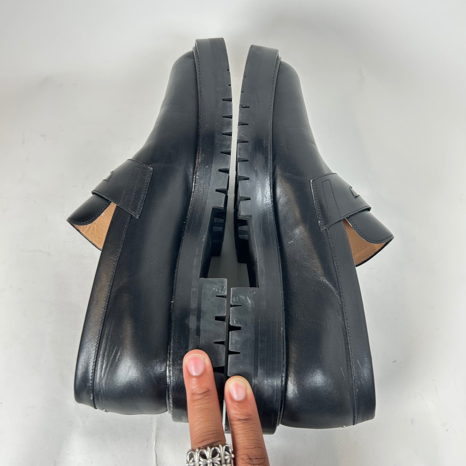 Maison Margiela Black Leather Tabi Loafer Size 44