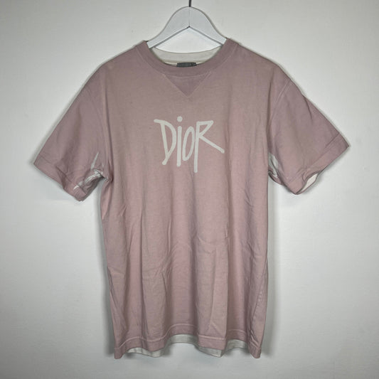 DIor Spell-out Object Dyed Pink T-Shirt Size XL