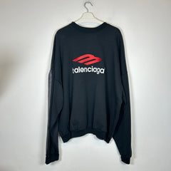 Balenciaga Black Double Front Tape/Sporty B Logo Sweatshirt Size M