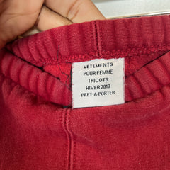Vetements AW19 Burgundy Spellout Logo Sweatpants Size XS