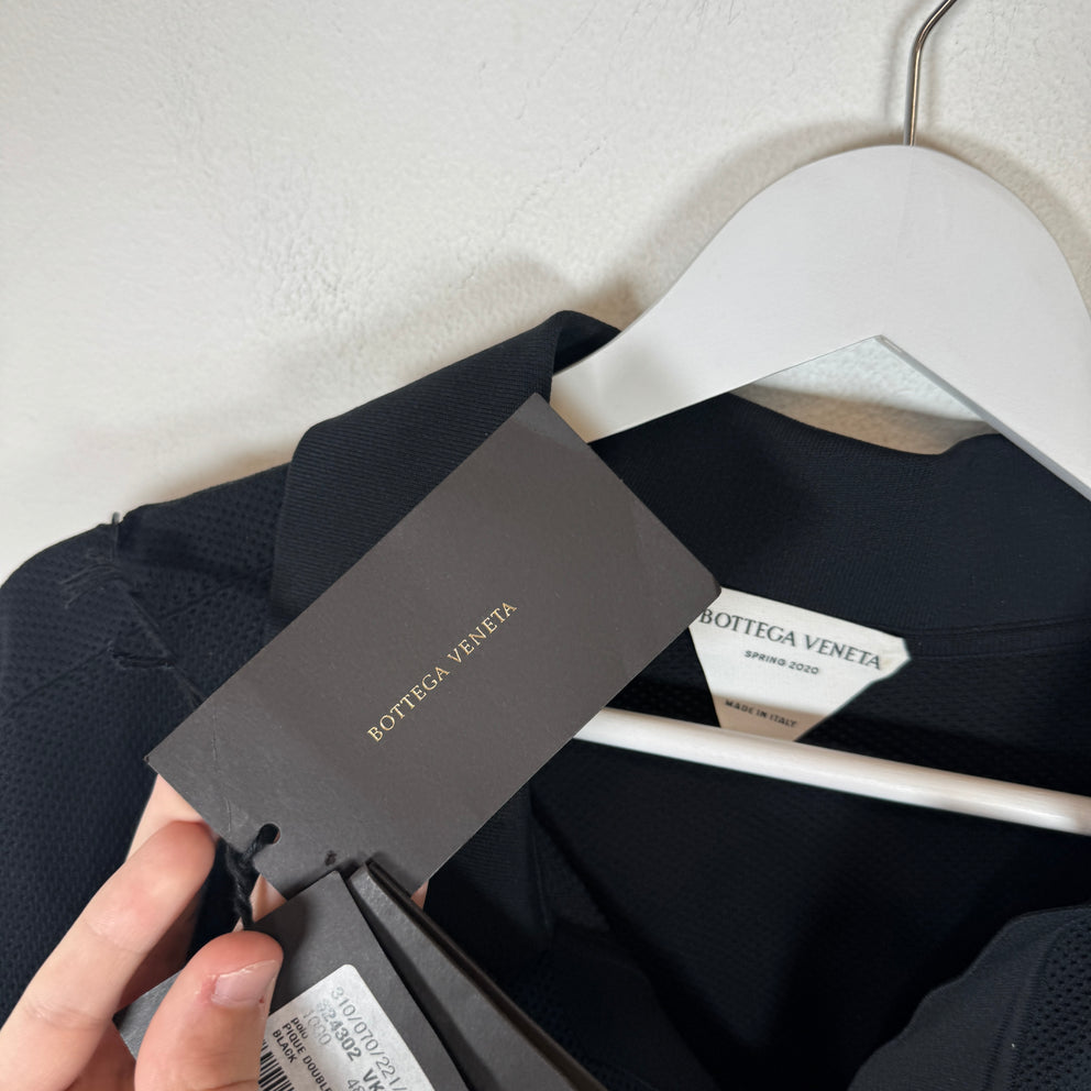 Bottega Veneta Black Pique Asymmetrical Polo Size 48