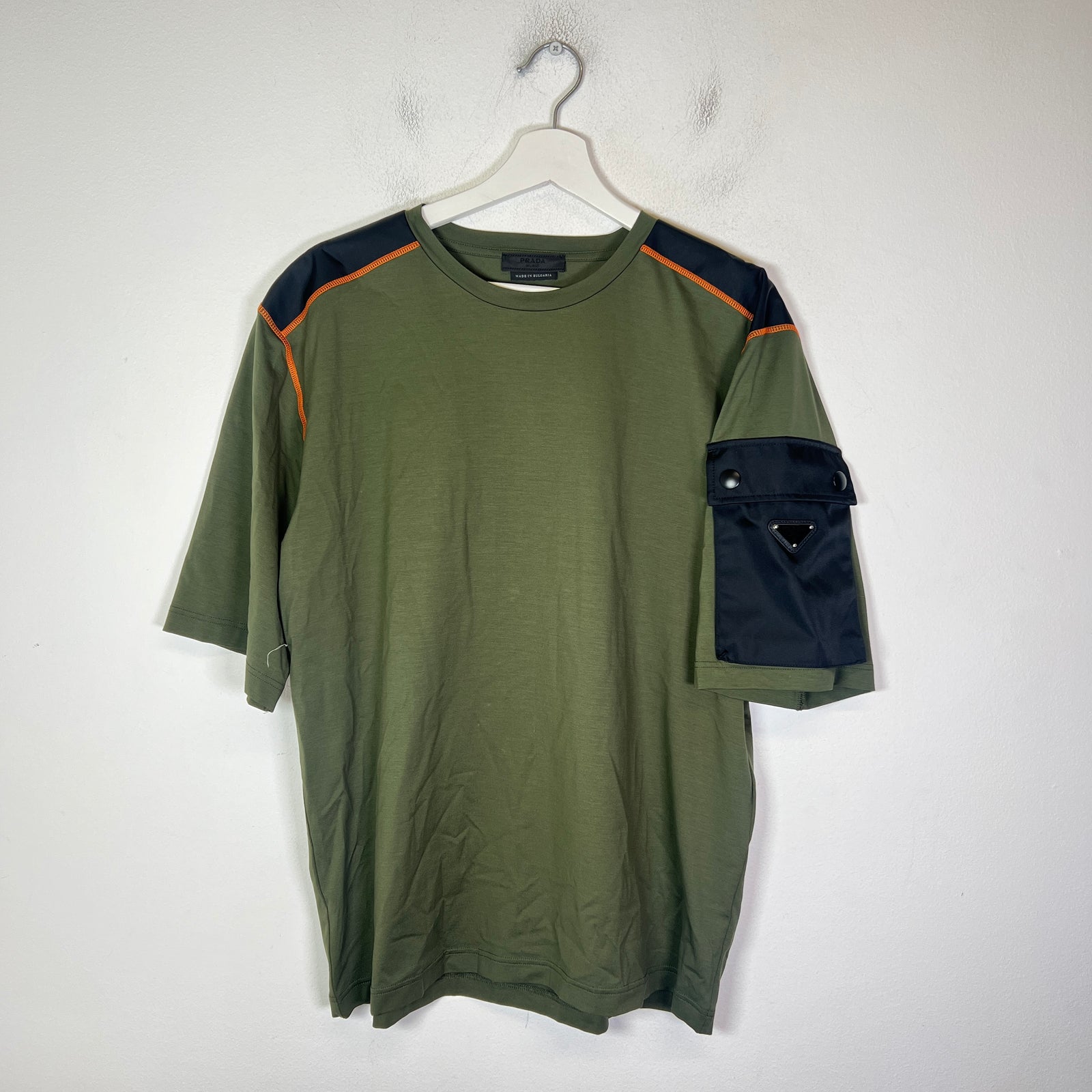 Prada Nylon Panelled Plaque T-Shirt