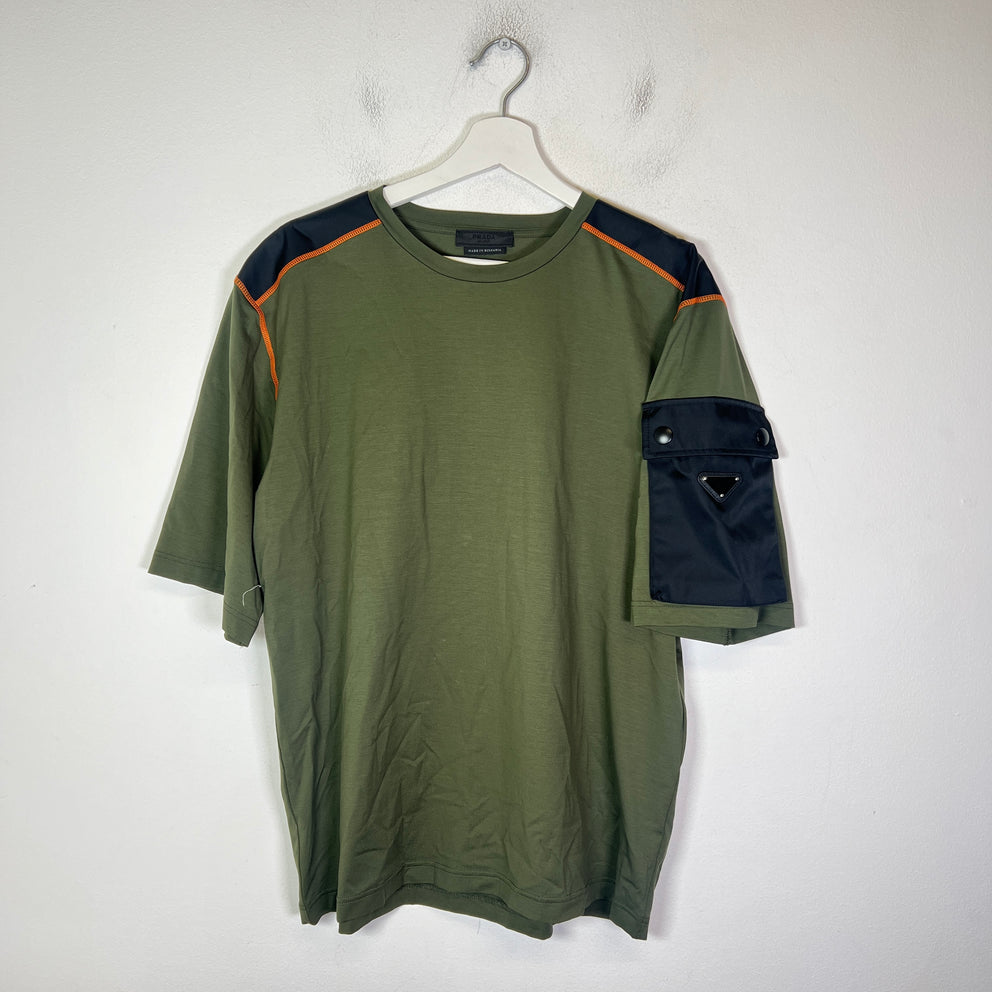 Prada Nylon Panelled Plaque T-Shirt