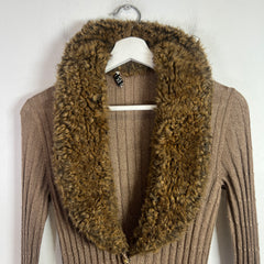 Saint Laurent Faux Fur Cable-Knit Cardigan Dress