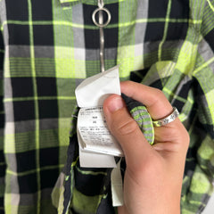 Off-White Green Skull Flame Flannel Shirt Size XS