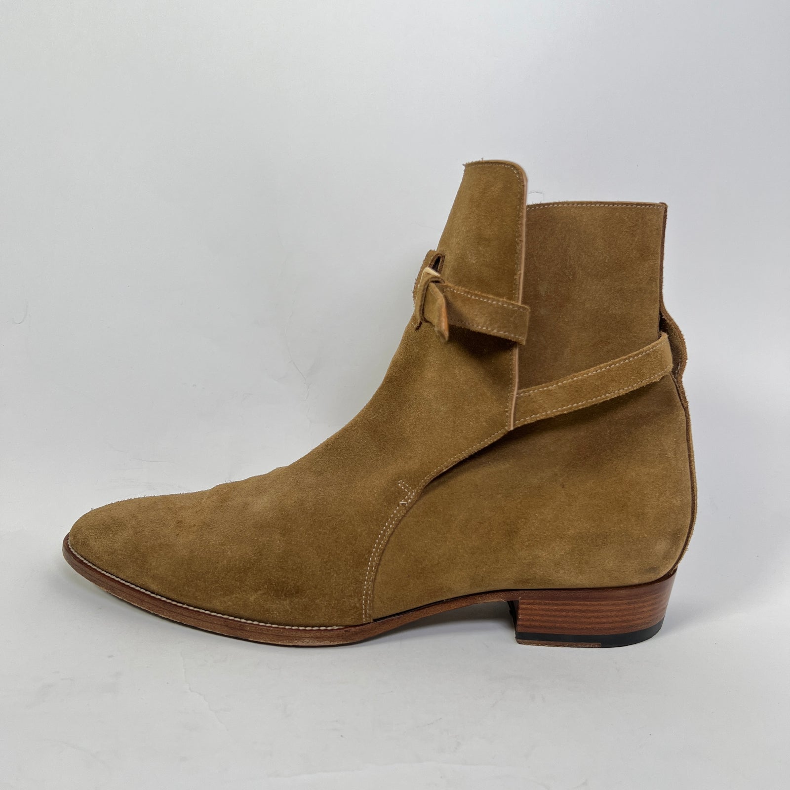 Saint Laurent Tan Suede Western Zip Up Boot Size 45