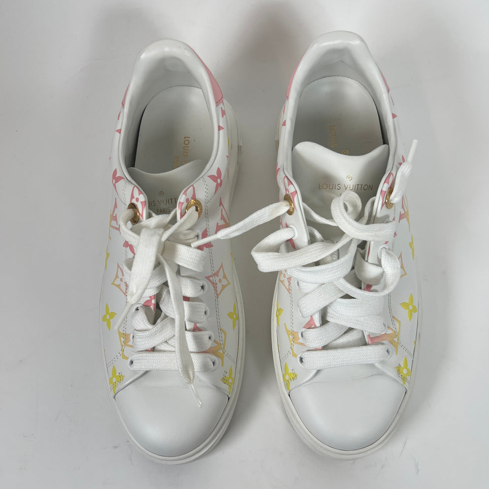 Louis Vuitton Pink/Yellow Timeout Sneakers Size 38