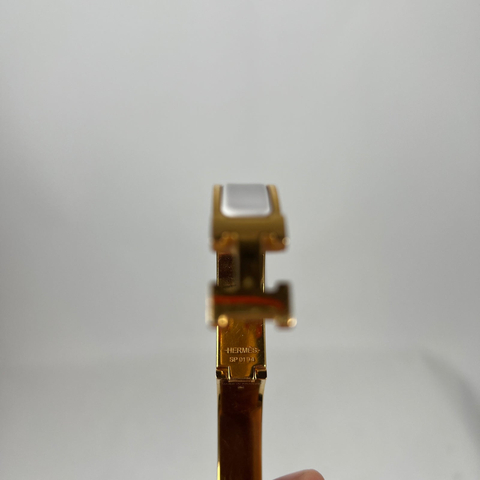 Hermes White Gold Clic H Bracelet