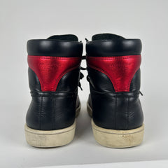 Saint Laurent Black/Red Metallic SL/10 Hightop Sneaker Size 7