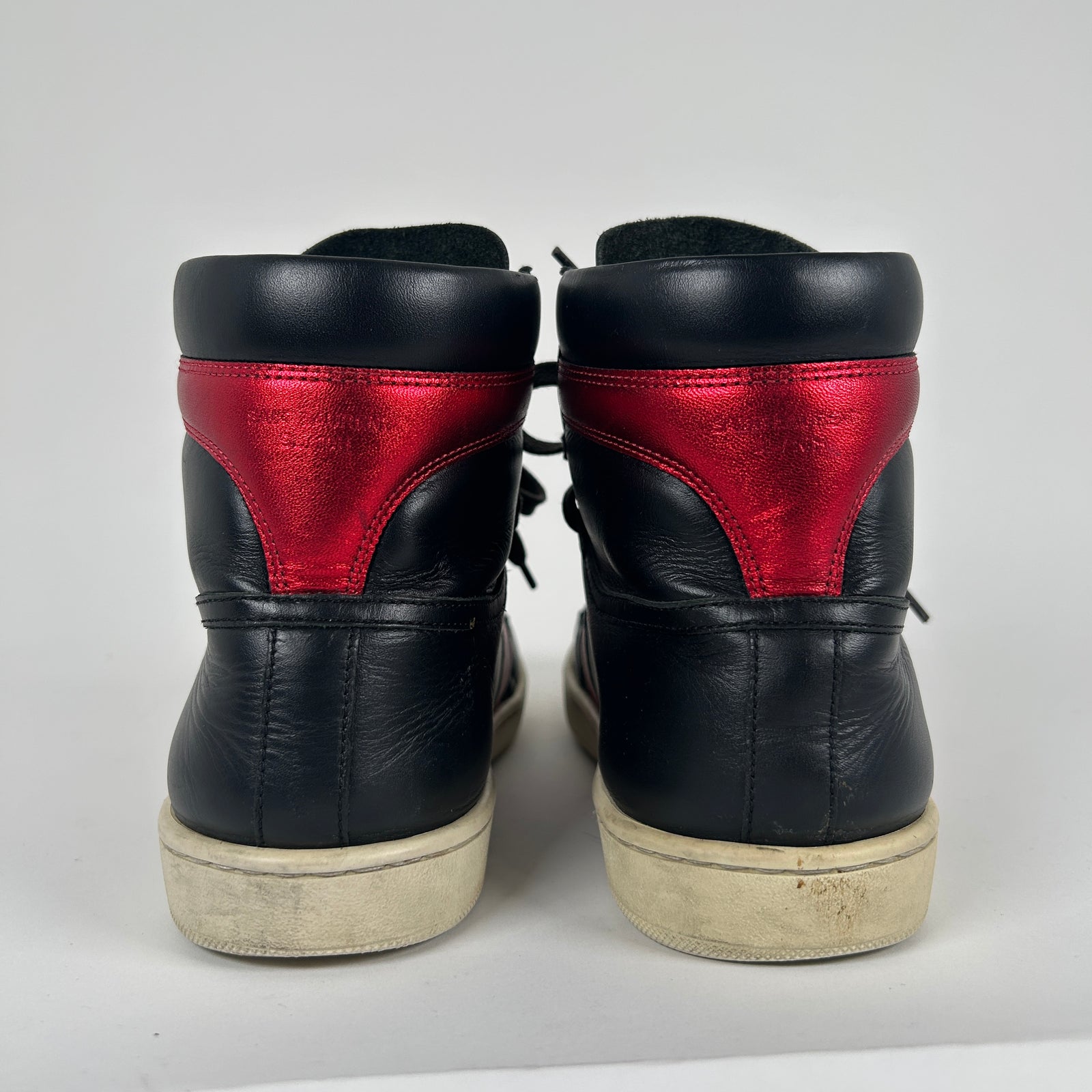 Saint Laurent Black/Red Metallic SL/10 Hightop Sneaker Size 7
