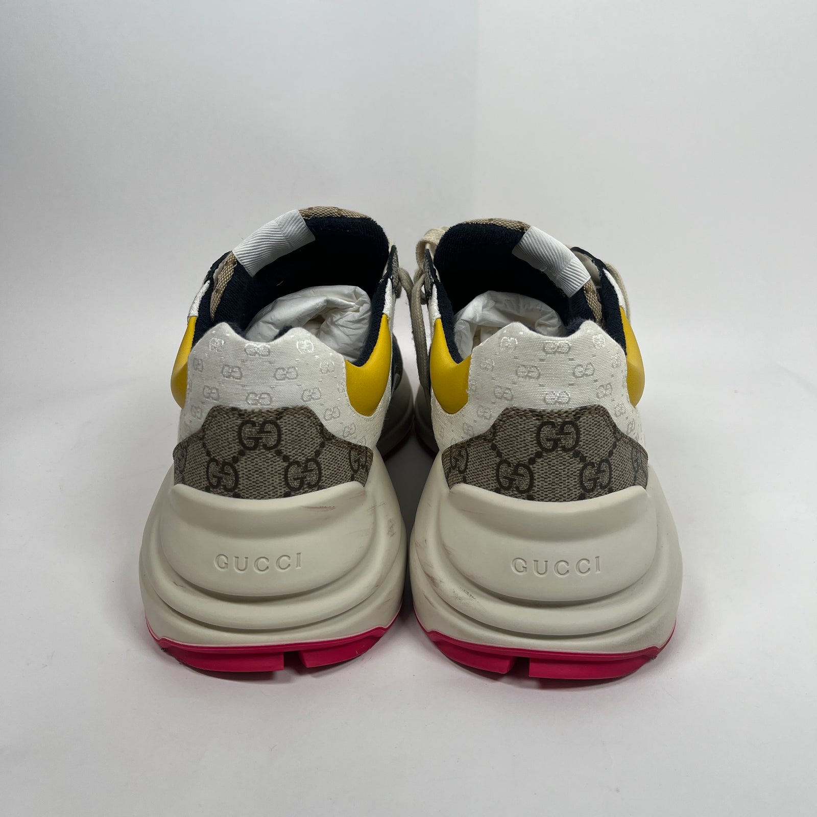 Gucci Beige/Yellow GG Rhyon Sneaker Size GG 11.5